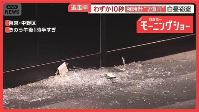 わずか10秒の犯行　中野ブロードウェイの高級時計店で2億円相当窃盗　2人組の男逃走中