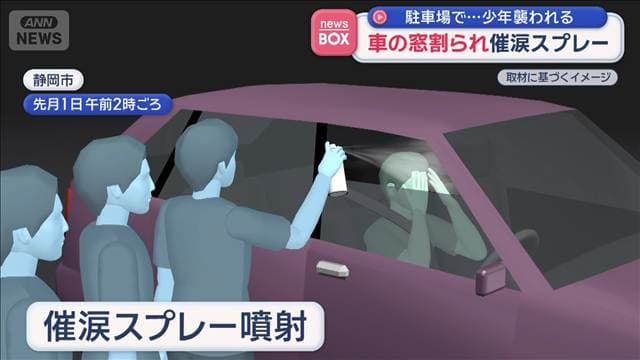 車の窓割られ催涙スプレー 駐車場で…少年襲われる