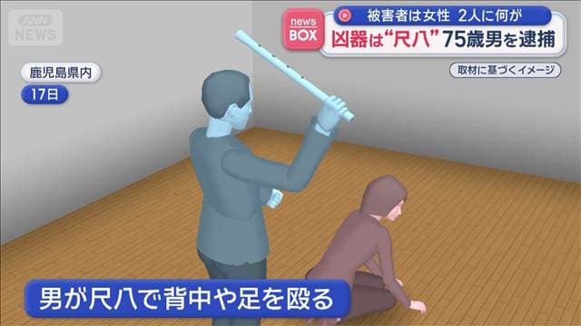 凶器は“尺八”75歳男を逮捕　被害者は女性　2人に何が