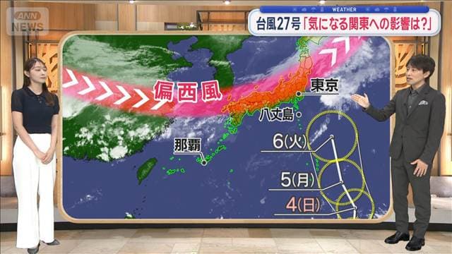【関東の天気】秋晴れつかの間 あすポツリ雨の気配　台風27号 関東に向け北上中