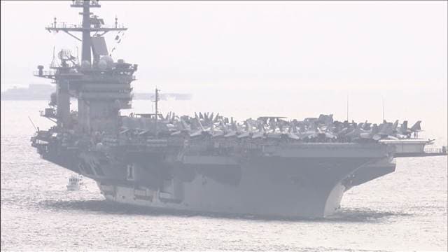 米空母「セオドア・ルーズベルト」横須賀に初寄港　共同演習「キーン・ソード」参加か
