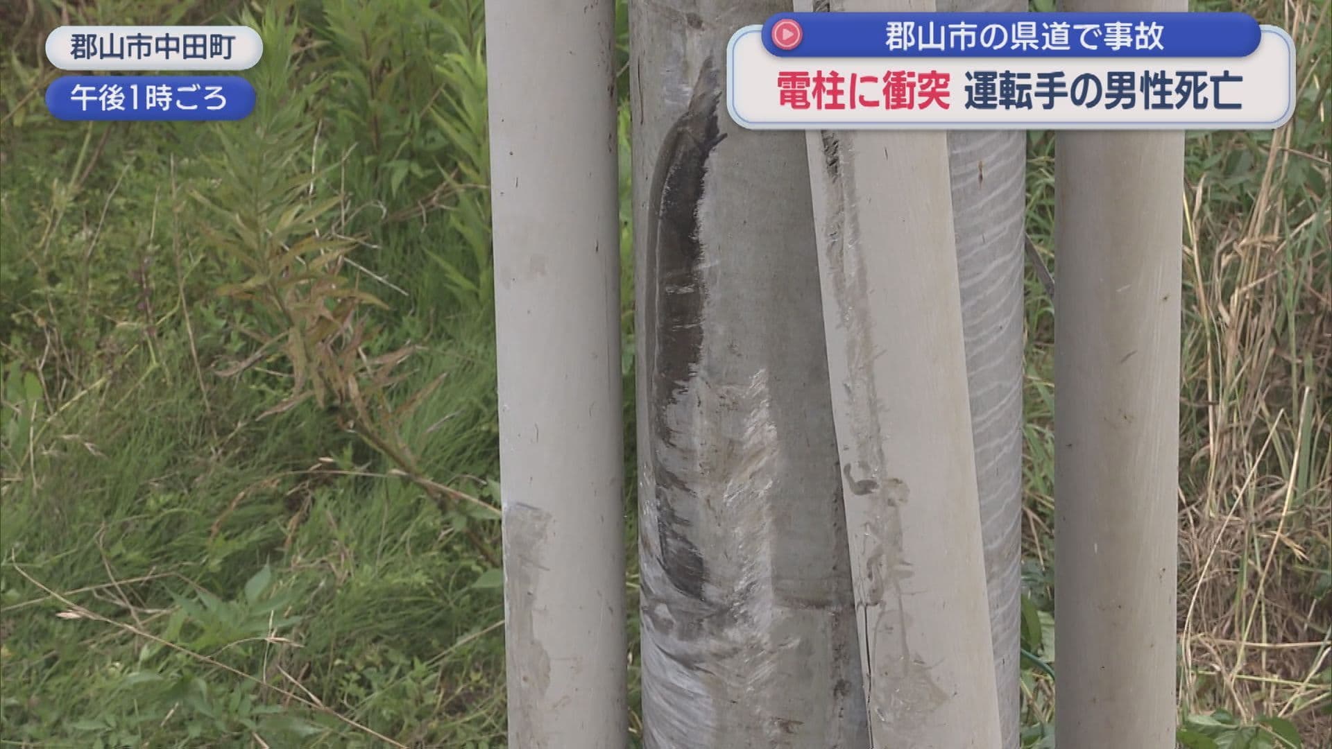郡山市の県道で車が電柱に衝突　運転手の男性（73）が死亡