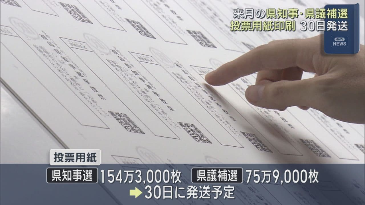 福島県知事選・県議補選の投票用紙印刷　10月25日投開票