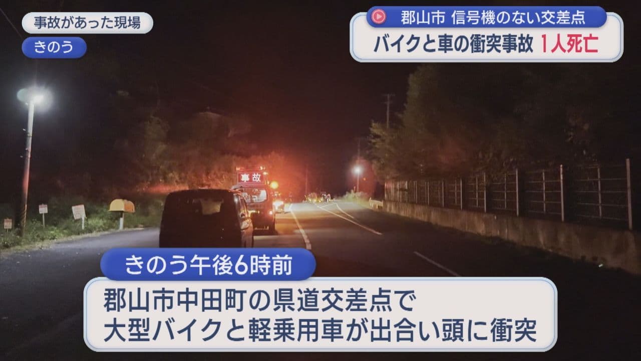 大型バイクと軽自動車が衝突　バイクを運転していた男性が死亡