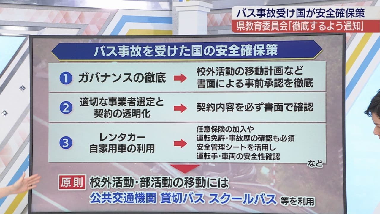 部活動遠征中のバス事故受け　国が校外活動の安全策まとめ　運転者確認など