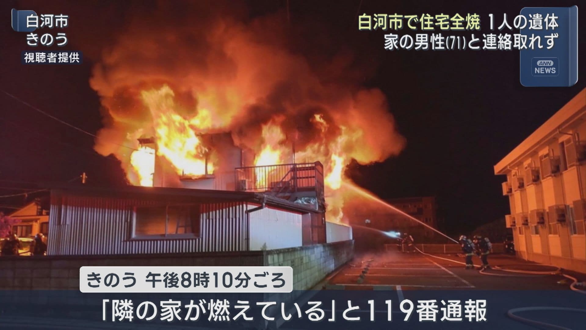 白河市で火事　一人の遺体見つかる(福島)