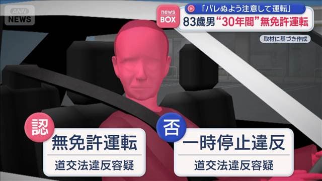 83歳男“30年間”無免許運転 「バレぬよう注意して運転」