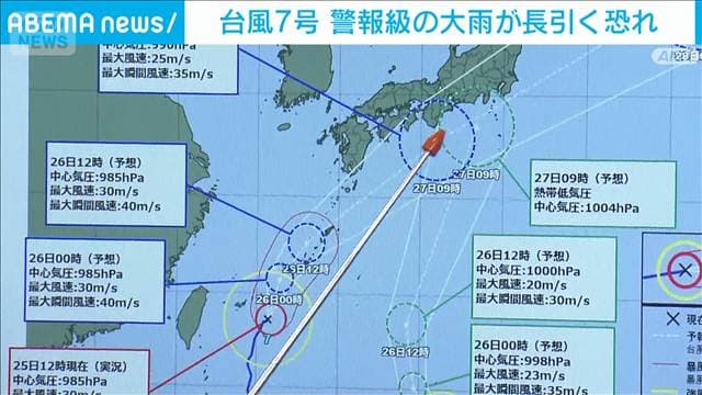 台風7号&8号 警報級の大雨が長引く恐れ 気象庁 土砂災害や河川の増水と氾濫に警戒を