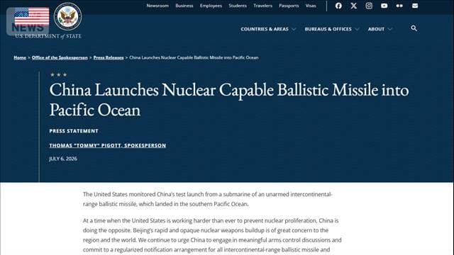 「地域と世界の安全保障に対する重大な懸念」米が中国批判 ミサイルは南太平洋へ落下