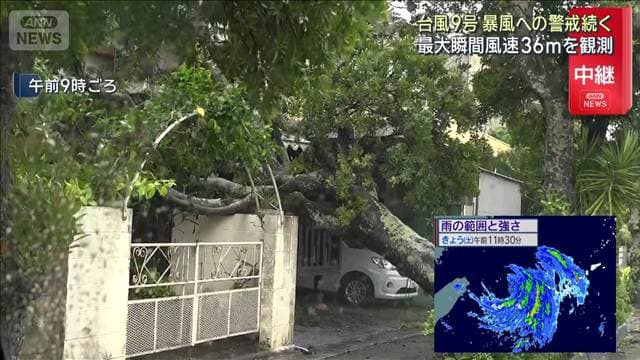 大型で強い台風9号 暴風への警戒続く石垣島の様子は 最大瞬間風速36mを観測