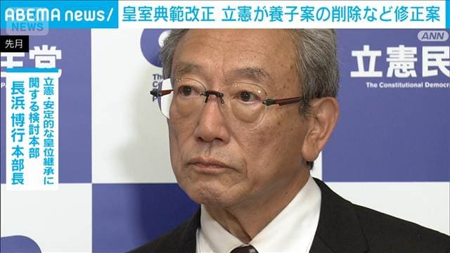 立憲 皇室典範改正の修正案を取りまとめ 養子案の削除など求める