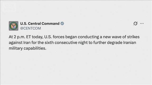 米軍が6日連続でイラン攻撃 インフラ施設などが標的に イランはバーレーンなど攻撃