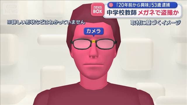 中学校教師 メガネで盗撮か「20年前から興味」53歳逮捕 兵庫