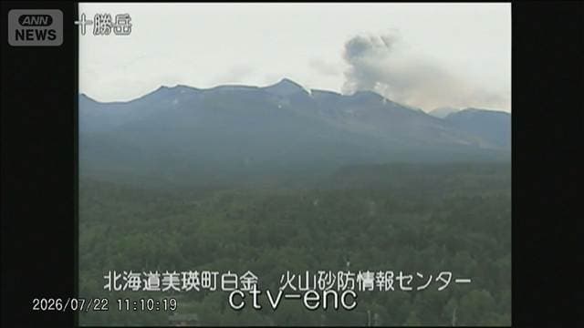 北海道十勝岳で噴火 高さ約200メートル噴煙上がる 警戒レベル2から変更なし