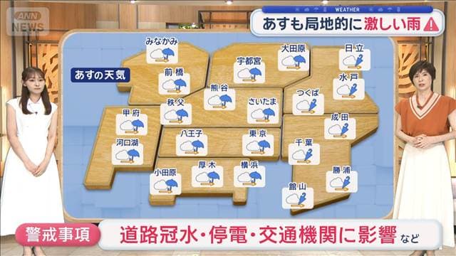 【関東の天気】あすも局地的に激しい雨 暑さ一息 猛暑日エリアなし