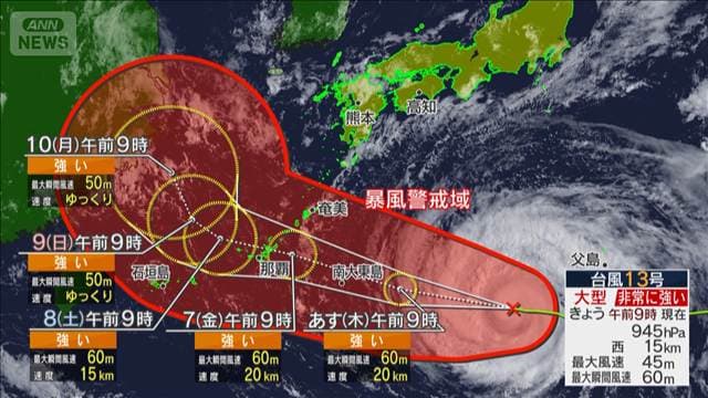危険な暑さ 熊本で40℃迫る恐れ 台風13号 あすから沖縄接近へ