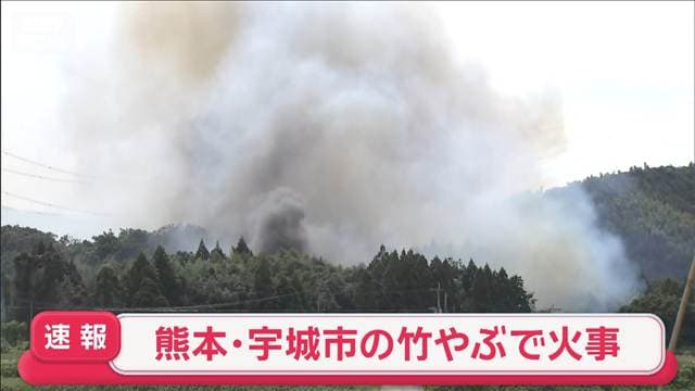 熊本・宇城市の竹やぶで火事 地震の影響か消火栓が使えず