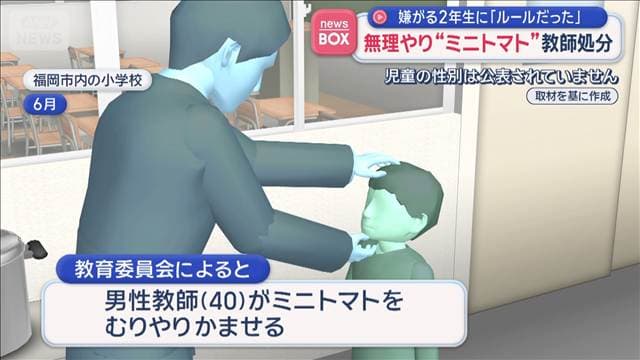 無理やり“ミニトマト”嫌がる2年生に 小学校の男性教師処分 福岡市