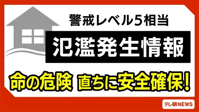 【速報】福井市内の荒川が氾濫 安全確保を呼びかけ 福井県にレベル5大雨特別警報