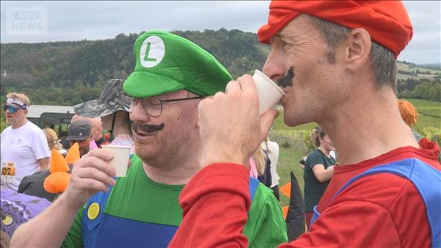 飲んで走って楽しんで!英ワインをPR ワイナリーを会場に “給ワイン所”のマラソン
