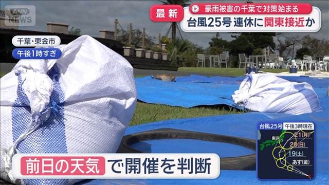 台風25号 連休中に関東接近か 豪雨被害の千葉で対策始まる