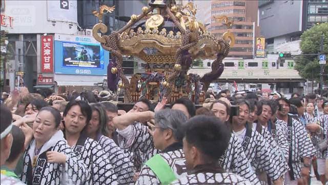 渋谷109にお神輿が集結 雨降っても「チョ~楽しいです!」 金王八幡宮例大祭