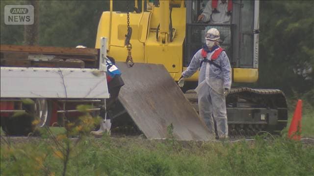 印旛沼の決壊堤防で復旧工事 台風26号警戒“夜通し作業”