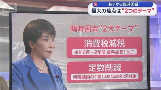 あすから臨時国会 “2大テーマ”「消費税減税」と「定数削減」のカギは