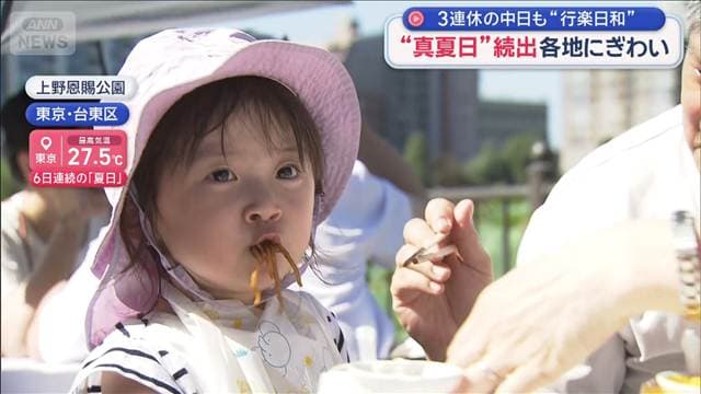 3連休の中日も行楽日和 “真夏日”続出 各地にぎわい