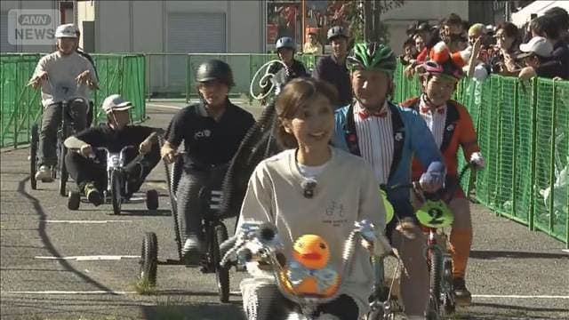 岐阜・下呂市の三輪車レース17年ぶり復活 自転車店が3時間で200周 伝説のマシンも