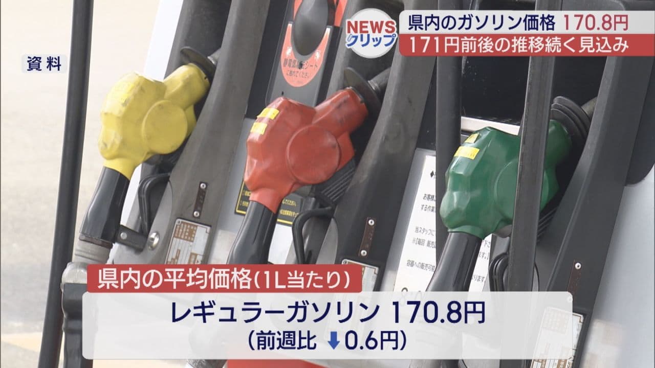 県内のガソリン価格はほぼ横ばい