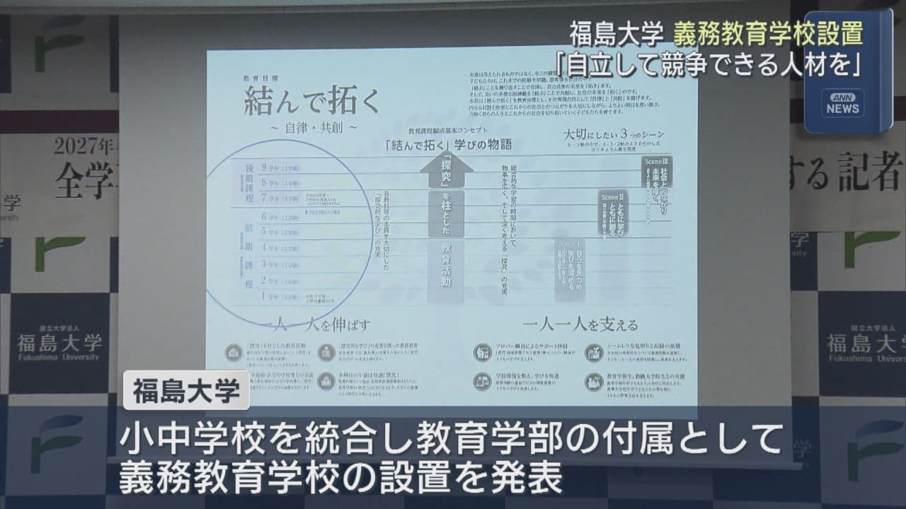 福島大学、附属小中学校を統合 2027年4月に義務教育学校を開校