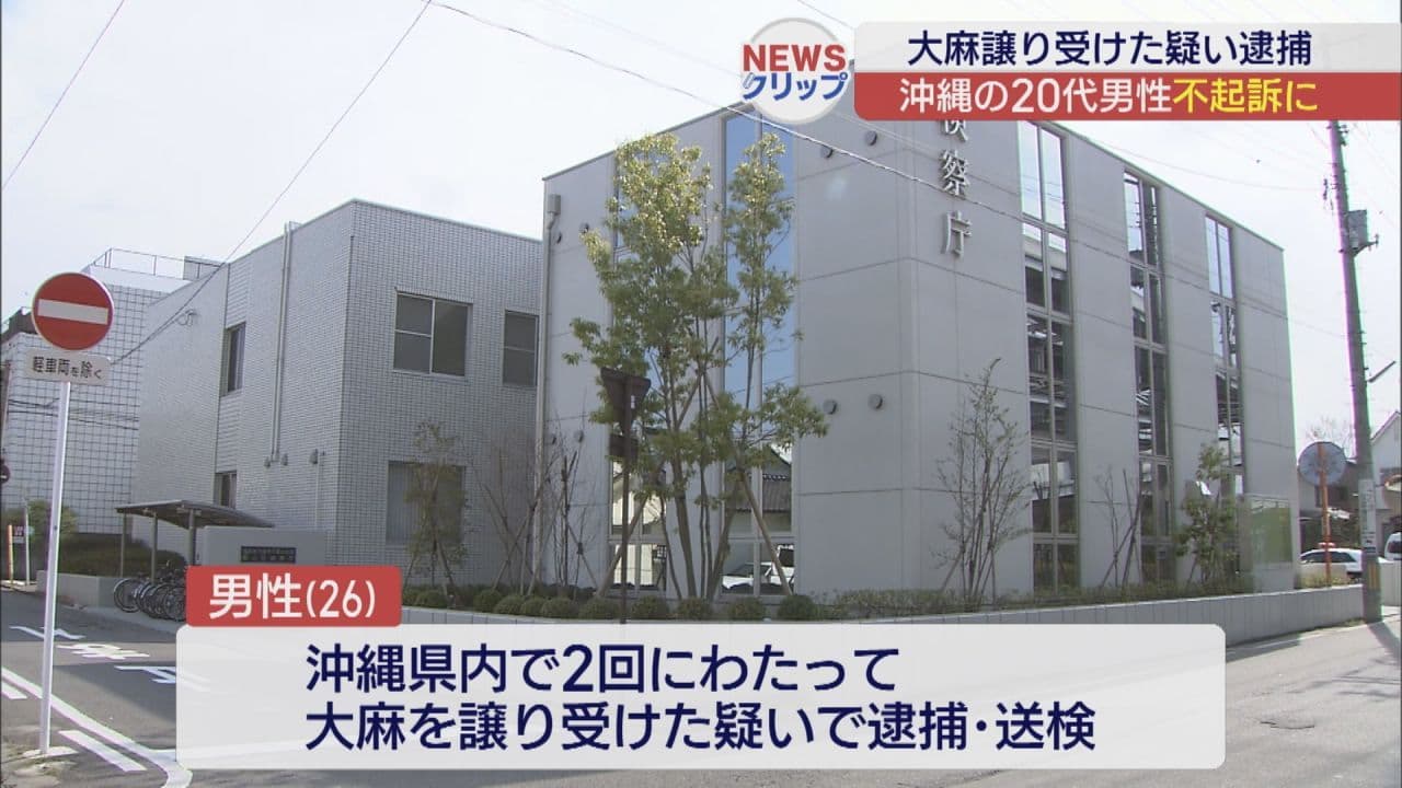 大麻譲り受け疑いで逮捕の20代男性を不起訴 「諸般の事情を考慮」