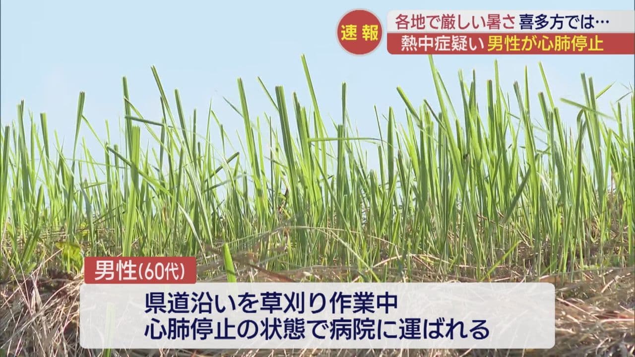 喜多方市で草刈り中の男性が熱中症の疑いで心肺停止