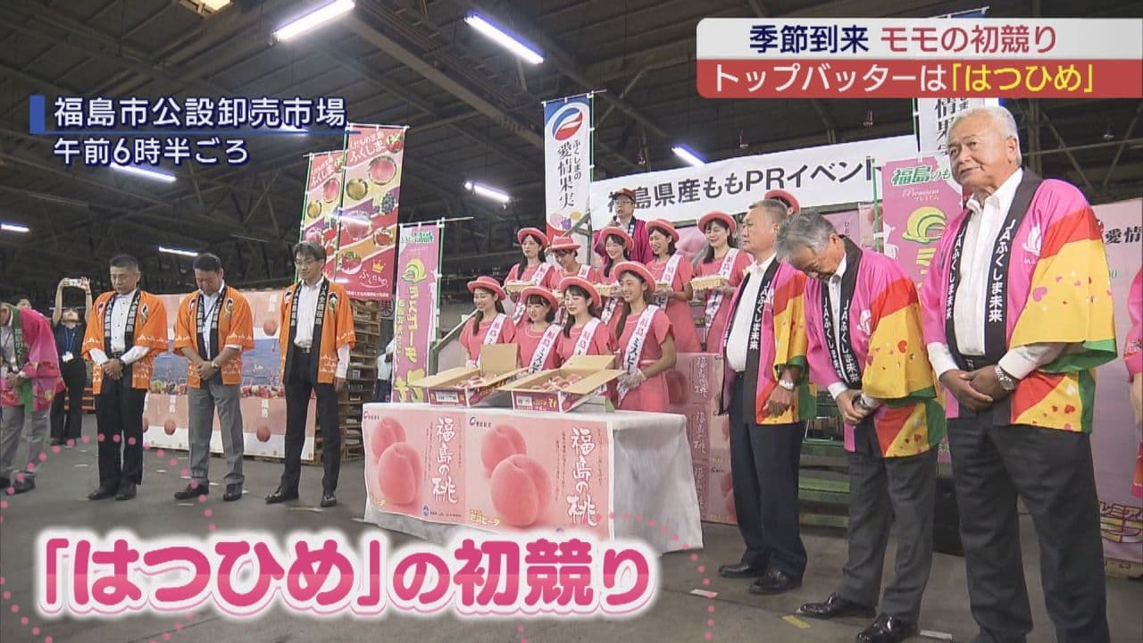 福島のモモ「はつひめ」初競り 10万円で落札 ひょう被害も品質良好