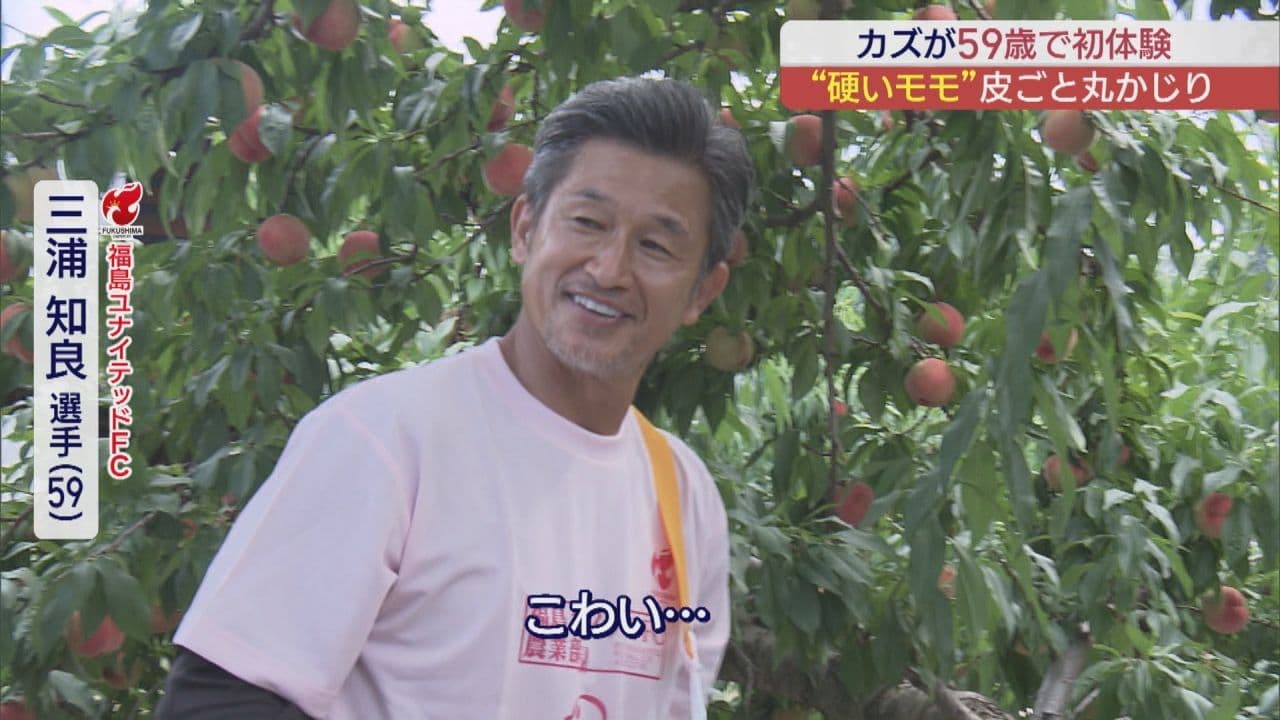 キングカズが福島のモモ収穫に初挑戦!採れたての味に感動